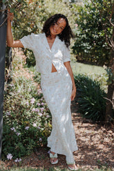 Steele Bias Maxi Skirt - White Vintage Floral