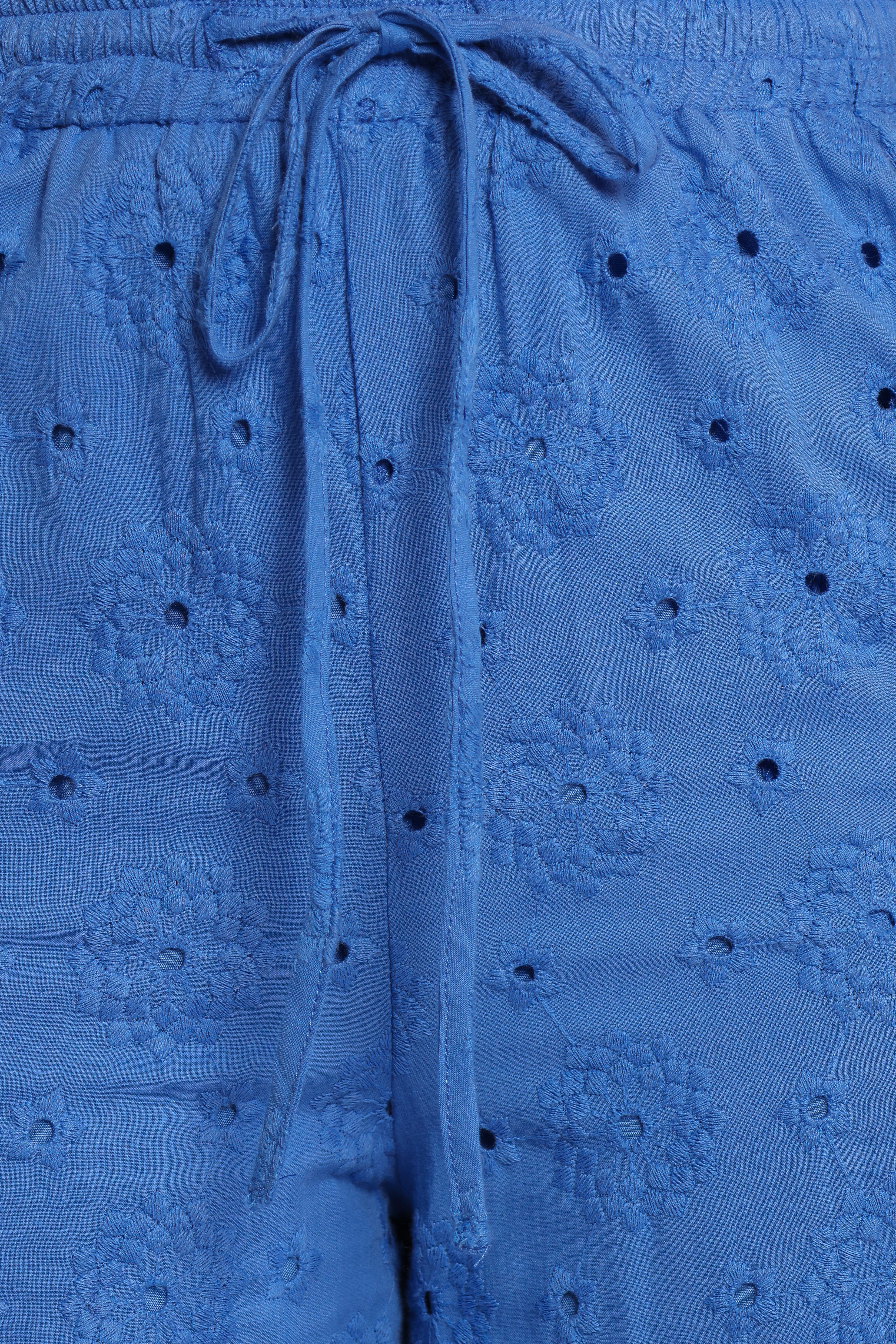 Katya Embroidered Pants - Cobalt