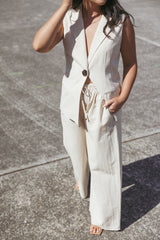 Trula Wide Leg Pant - Oatmeal