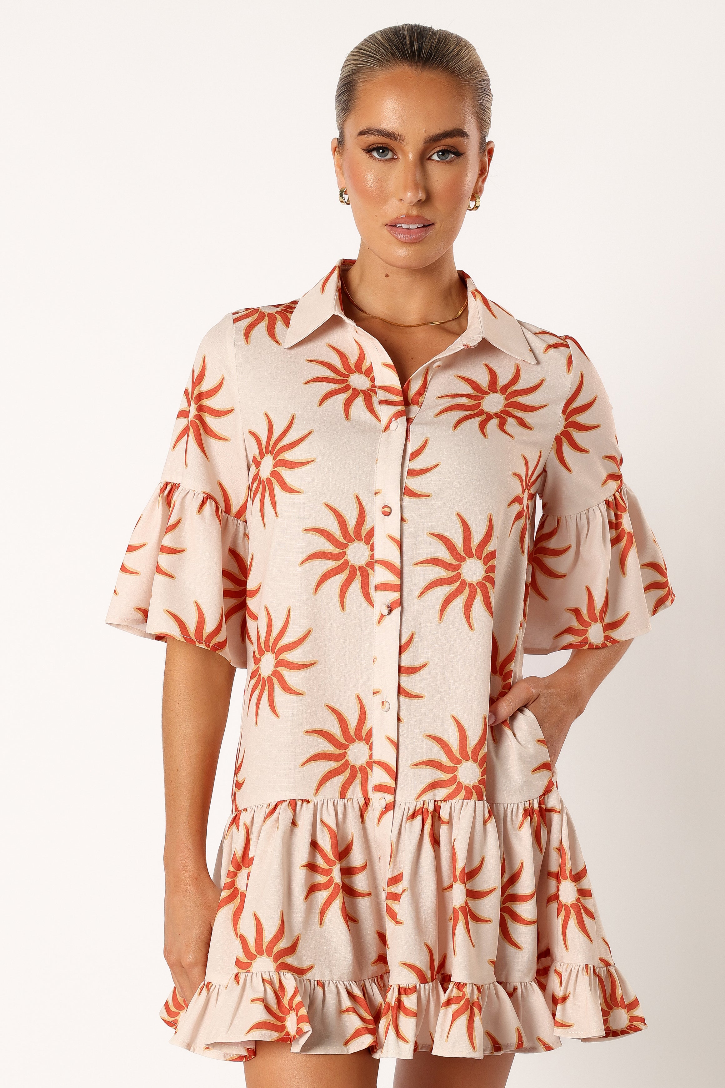Ren Long Sleeve Mini Dress - Soleil