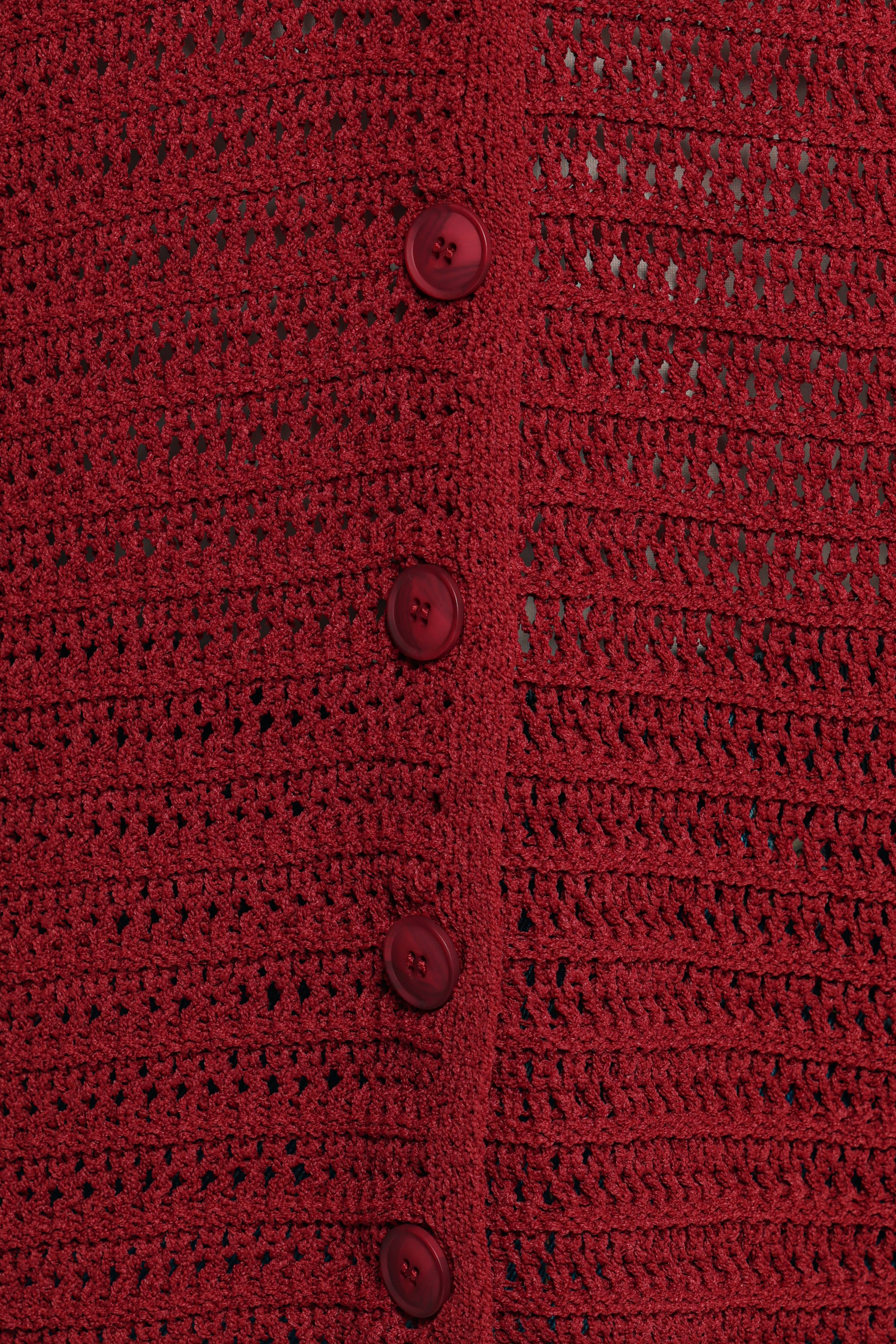 Lyra Large Collar Cardigan - Burgundy