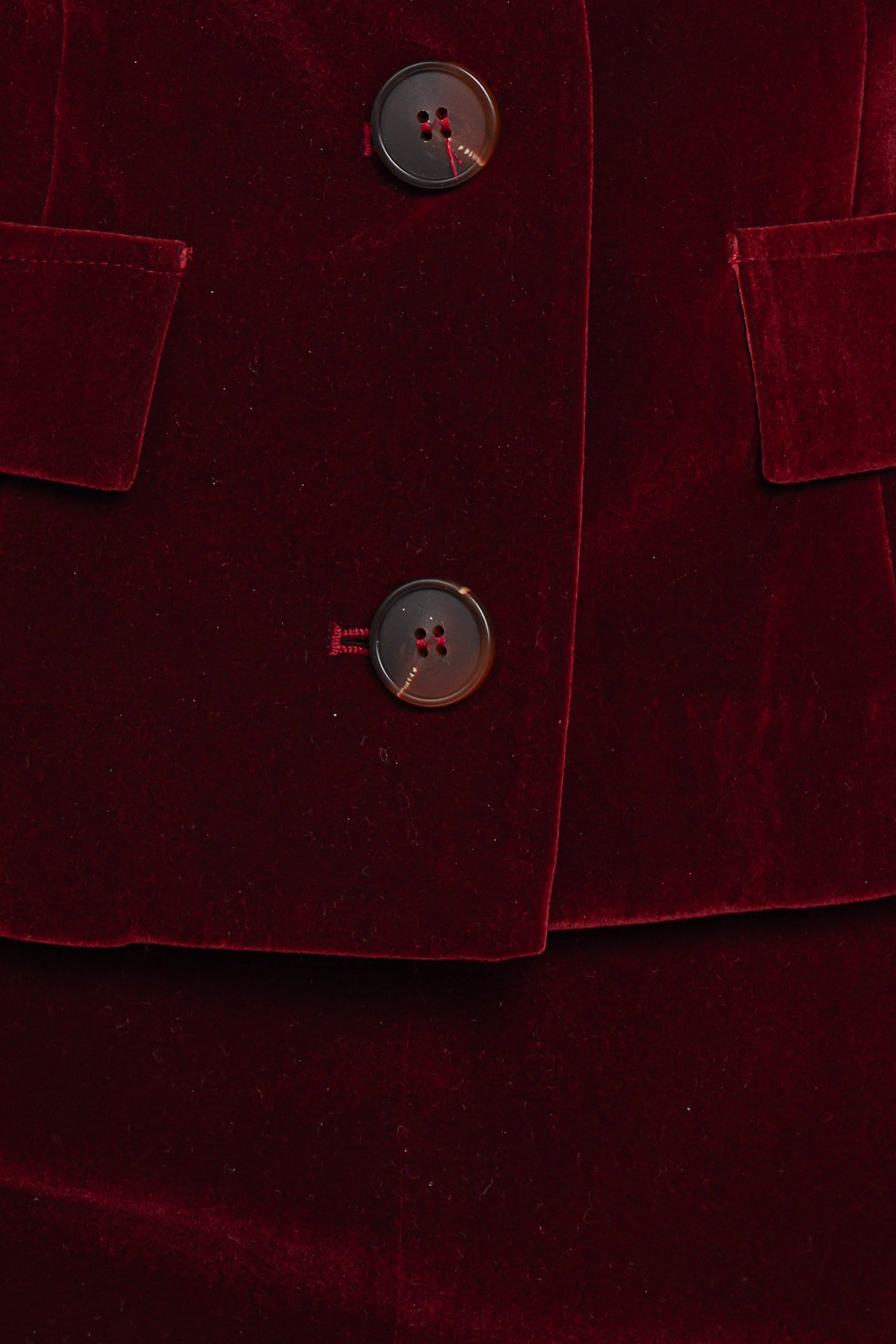 Lainey Velvet Cropped Jacket - Burgundy