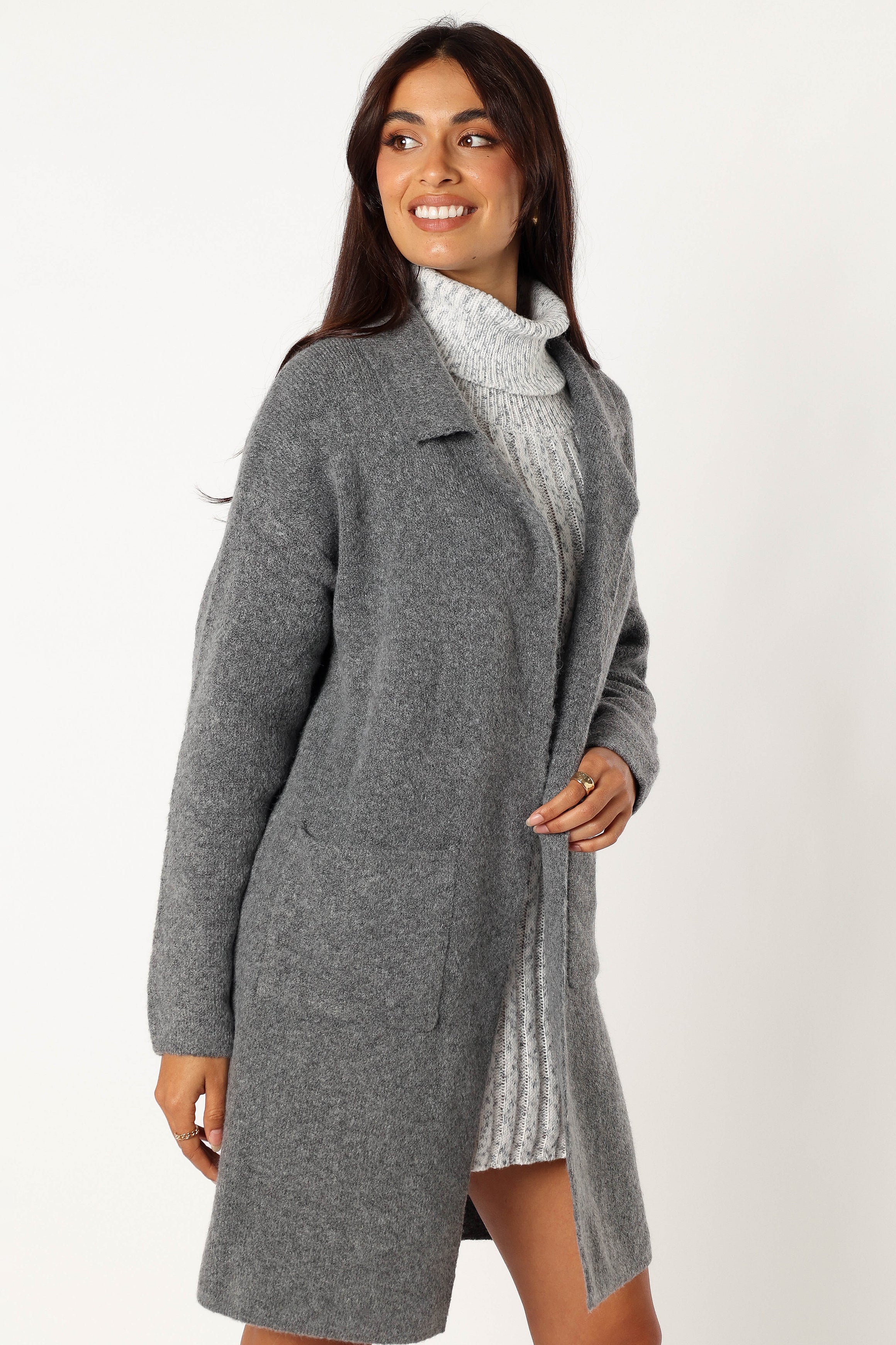 Skylar Open Front Coatigan - Grey